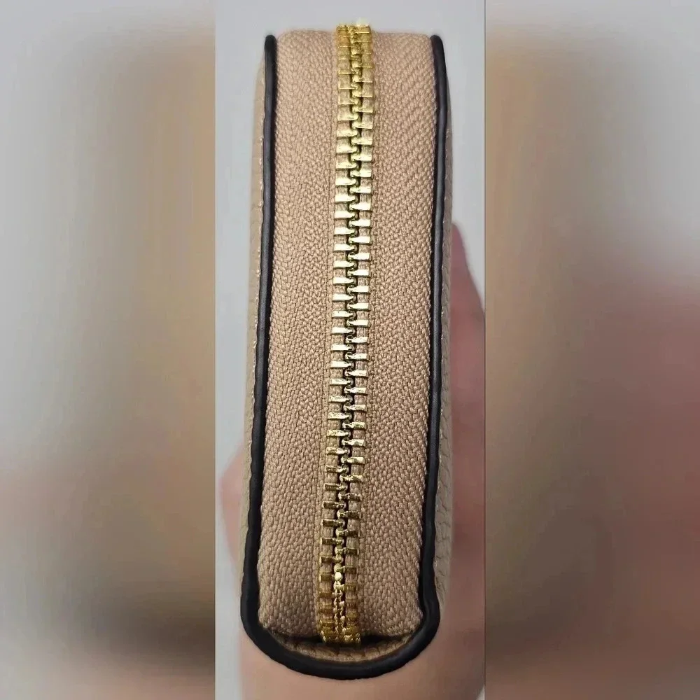 Michael Kors Jet Set Large Travel Continental Leather Wallet Wristlet Camel NWT
